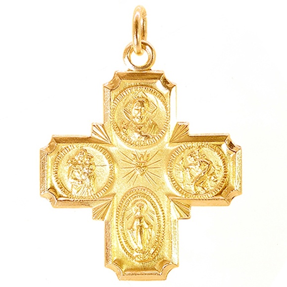 14K Yellow Gold Scapular Cross